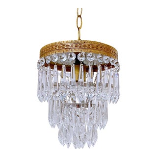 1960s Italian Brass Upside Down Layered Cake Chandelier For Sale