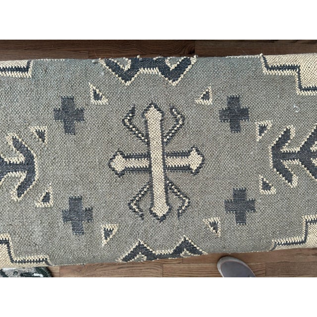 2010s Vintage Kilim Rug Upholstered Modern Bench For Sale - Image 5 of 12
