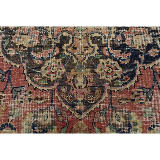 Mashad Rug 8’2” X 11’2” Pink Wool Vintage Distressed Hand-Knotted Carpet For Sale - Image 11 of 15