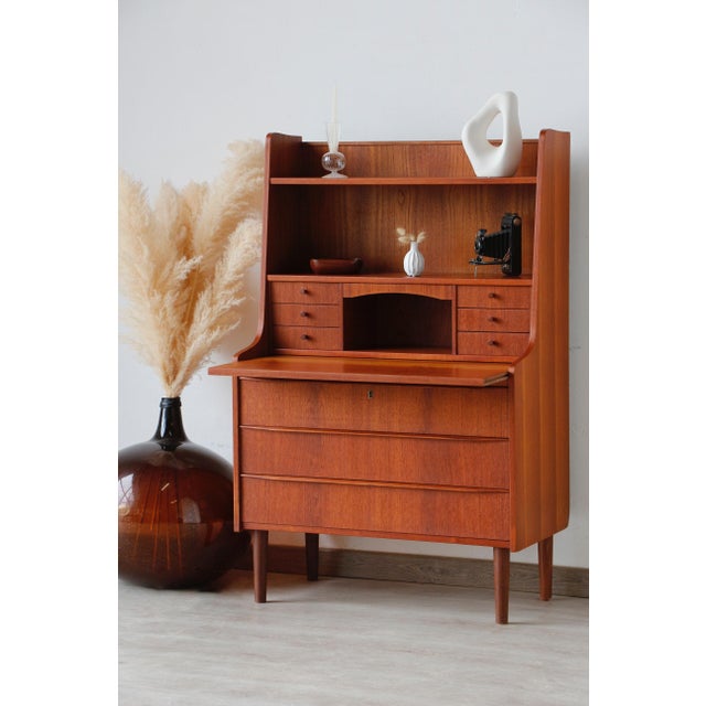 Wood Vintage Scandinavian Teak Secretary, Denmark, 1960s For Sale - Image 7 of 18