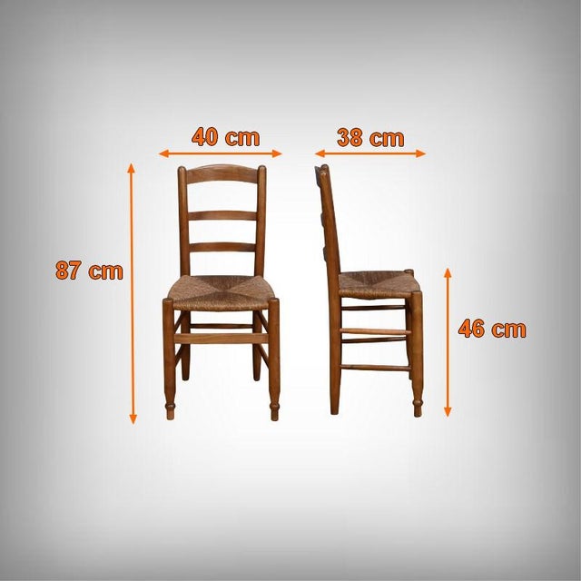 Cherrywood Straw-Seated Chairs Late 19th Century, 1890s, Set of 2 For Sale - Image 14 of 15