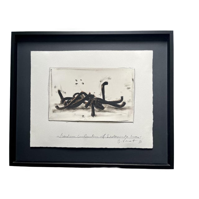 Bernar Venet, Random Combination of Indeterminate Lines, 1991, Grease Pencil and Collage on Paper For Sale