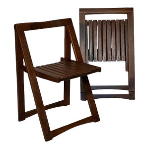 1966 Vintage Aldo Jacober Trieste Slatted Wood Folding Chairs - Set of 2