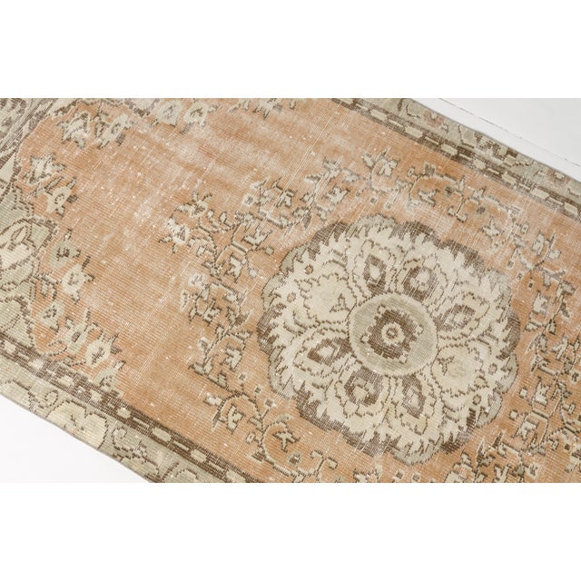 Textile Vintage Muted Apricot and Taupe Turkish Medallion Rug For Sale - Image 7 of 10