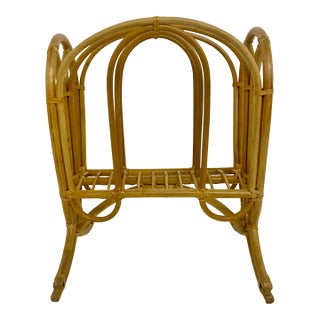 Vintage Mid-Century Modern Bentwood Rattan and Bamboo Magazine Rack. For Sale