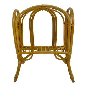 Vintage Mid-Century Modern Bentwood Rattan and Bamboo Magazine Rack.