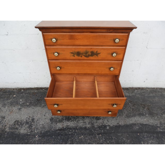 Lambert Hitchcock Maple Hand Painted Tall Chest of Drawers 6016 For Sale - Image 12 of 15
