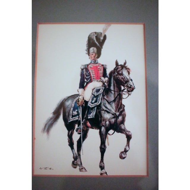 Set of Nine Framed Vintage Wolfgang Tritt Lithographs Depicting 18th C. Military Uniforms For Sale - Image 11 of 16