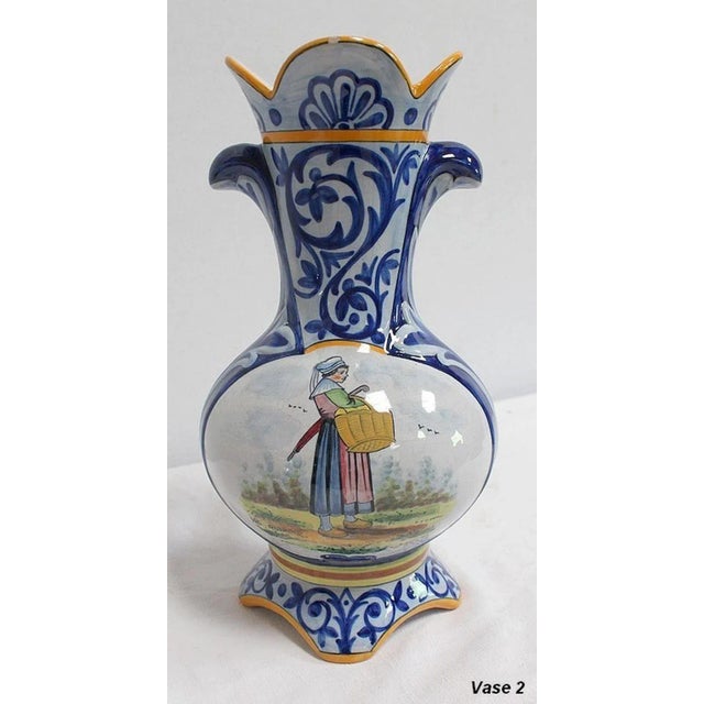 Earthenware Vases from Quimper, Late 1800s, Set of 2 For Sale - Image 13 of 18