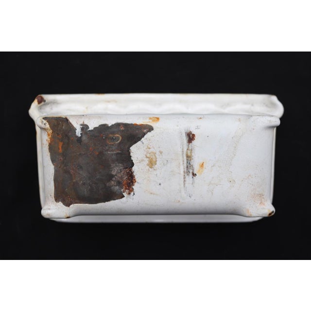 Metal Antique Recessed Enameled Cast Iron Bathtub Soap Dish For Sale - Image 7 of 7