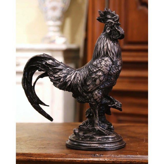 Early 20th Century French Polished Iron Rooster Figure For Sale - Image 11 of 11