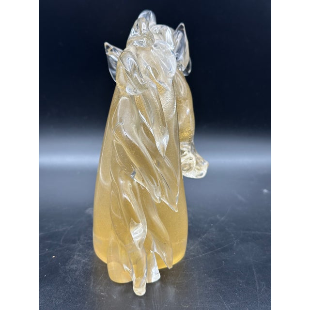 Horse Head Sculpture in Sommerso Glass and Gold by Archimede Seguso, Murano, 1950s For Sale - Image 3 of 11