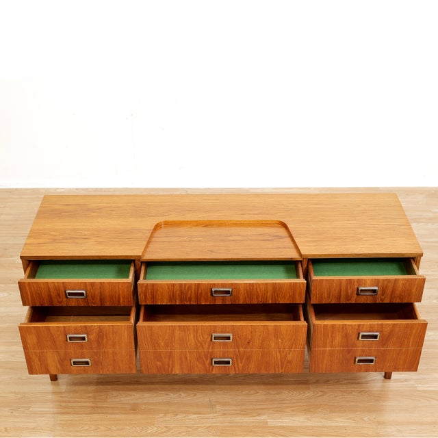 1960s Mid Century Nine Drawer Teak Dresser For Sale In Los Angeles - Image 6 of 10