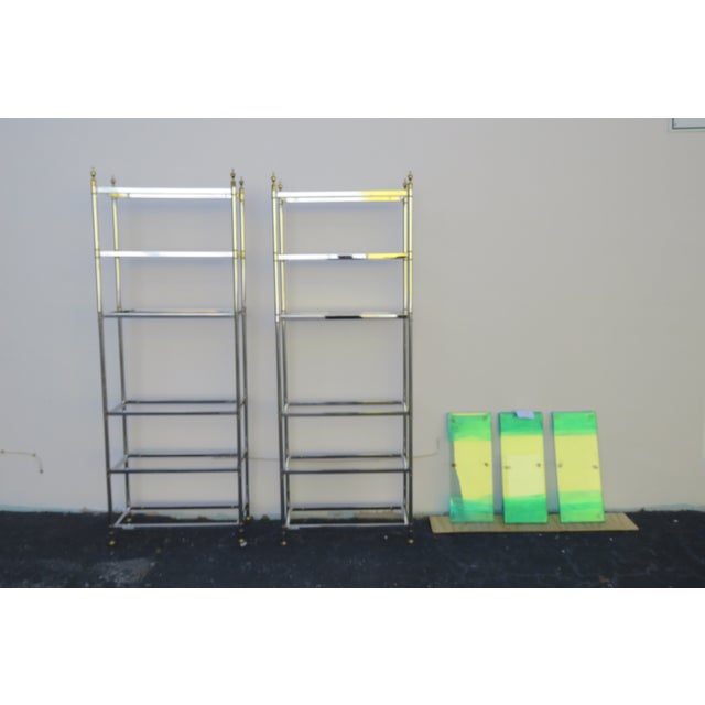 Contemporary Boeing Company Chrome and Glass Display Shelving Etageres Set of Three 9640 For Sale - Image 3 of 12