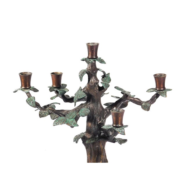 Contemporary Cold-Painted Bronze Tree Form Candelabra For Sale - Image 3 of 6