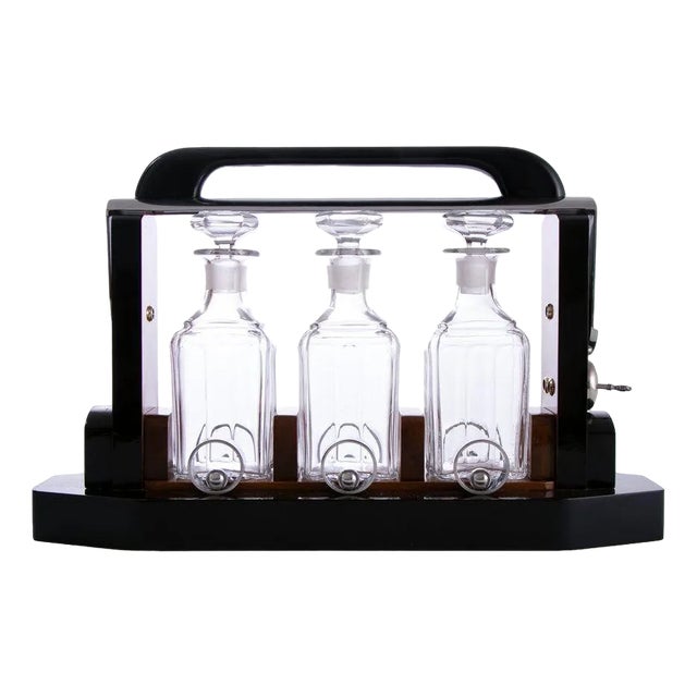 Art Deco Decanter Set in Macassar, 1930s, Set of 3 For Sale