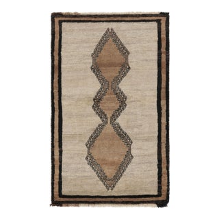 Vintage Gabbeh Persian Tribal Rug, Beige-Brown With Diamond Medallions - Rug & Kilim For Sale