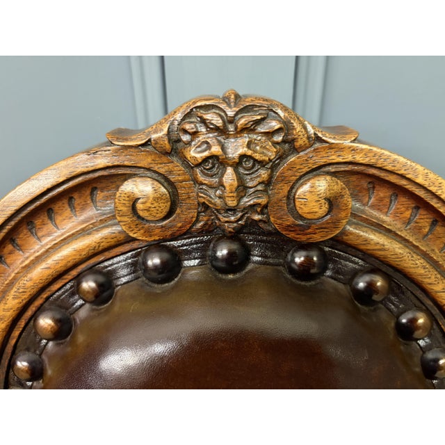 Carved Oak High Back Chairs, 1900, Set of 8 For Sale - Image 6 of 18
