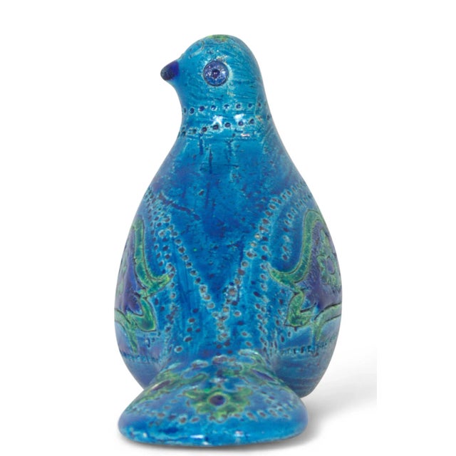 A striking ceramic bird from the iconic Rimini Blu series, designed by Aldo Londi for Bitossi in Montelupo, Italy....