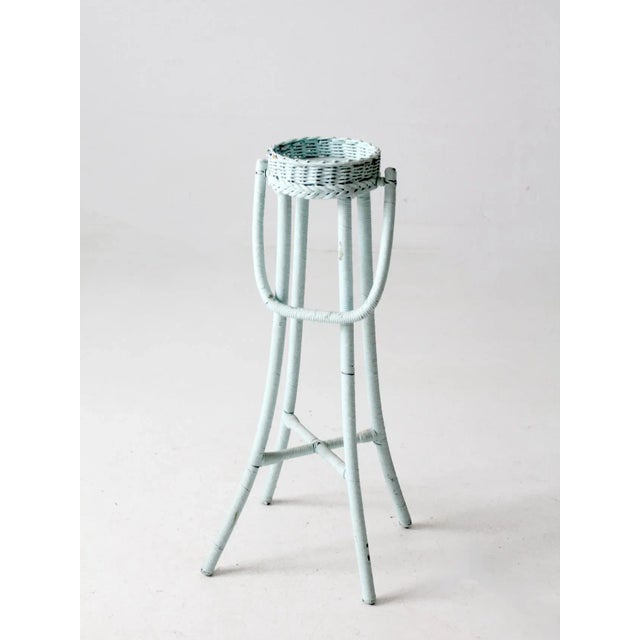 Vintage Painted Wicker Plant Stand For Sale - Image 9 of 12