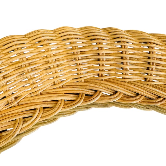 Beige Vintage Oval Rattan Wall Mirror | 1980s Boho Coastal Wicker Frame | Large 29.75" High Accent Decor For Sale - Image 8 of 13