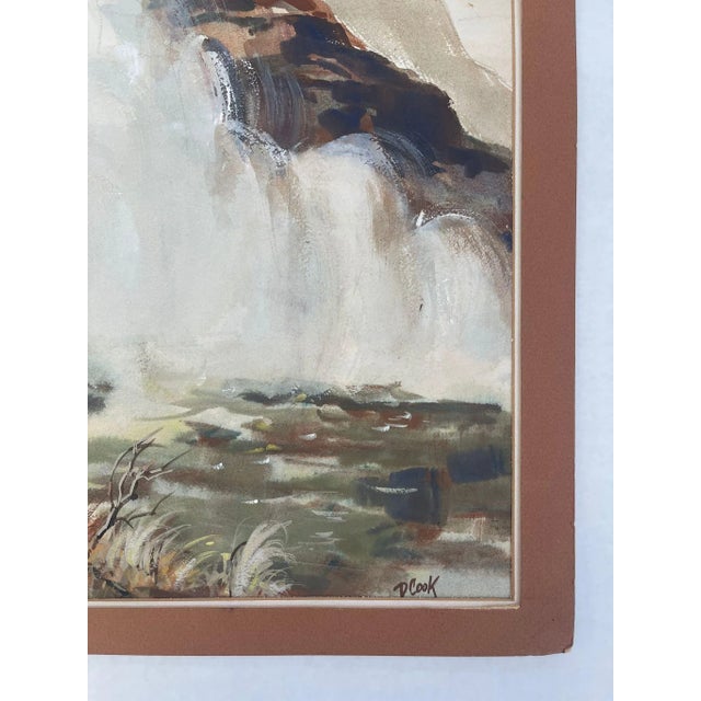 1970s Vintage Signed Waterfall and Hunter Landscape Artwork For Sale - Image 5 of 8