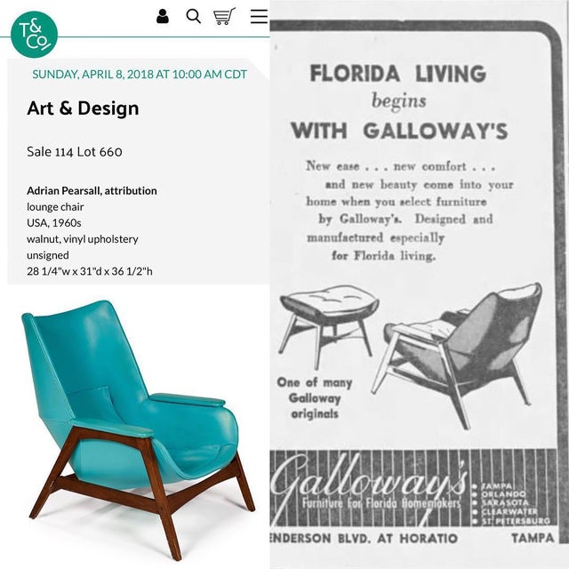 Rare Mid Century Modern Malabar Lounge Chair W Ottoman By Mel Abitz For Galloway Furniture