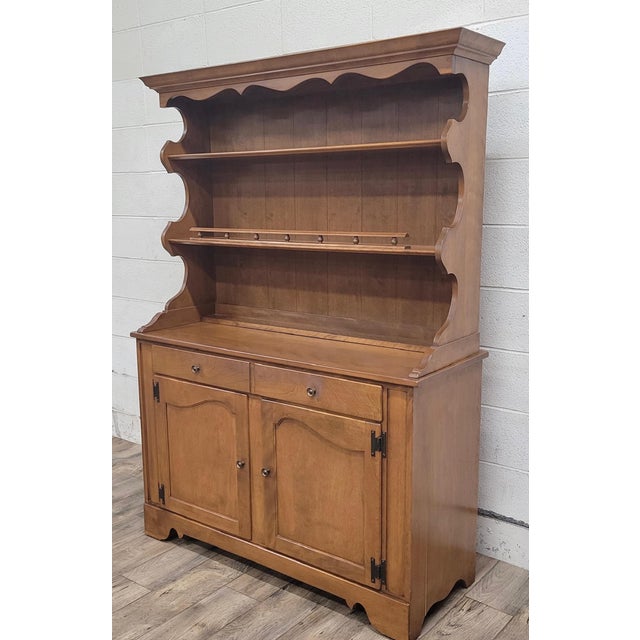 Wood Vintage Ethan Allen Heirloom Nutmeg Maple Buffet Server With Hutch For Sale - Image 7 of 10