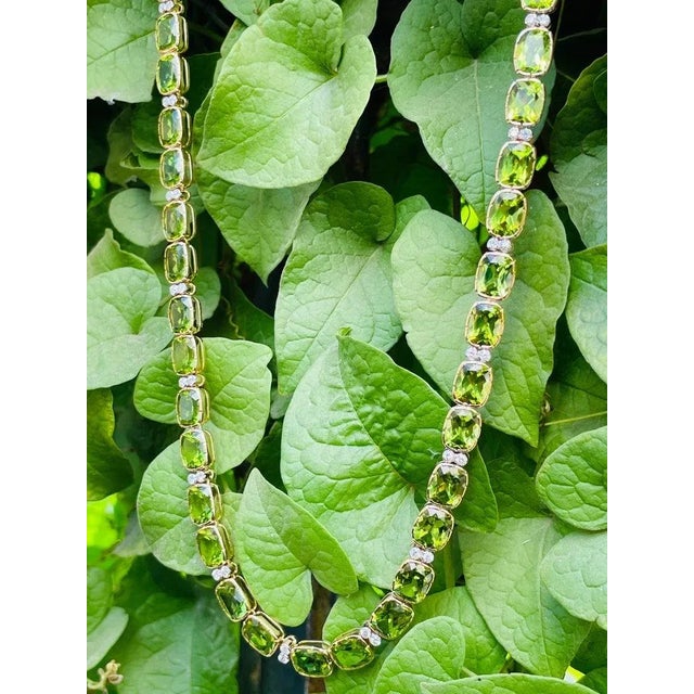 Not Yet Made - Made To Order 7.85ct Peridot Cushion Shaped Gemstone and Diamond Necklace in 18k Yellow Gold For Sale - Image 5 of 11