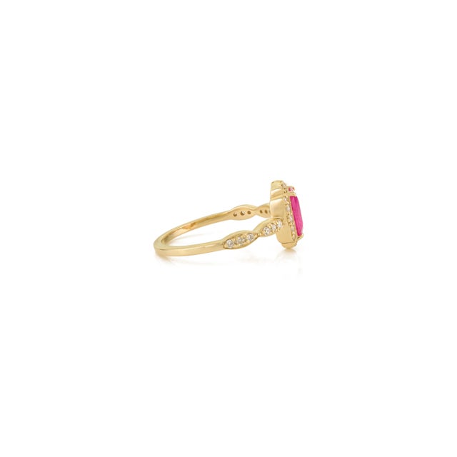Not Yet Made - Made To Order VRJewels 14k Solid Gold Natural Ruby Diamond Statement Ring Size 5 For Sale - Image 5 of 13