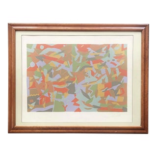 Mid Century Abstract Silk Screen Print Signed For Sale