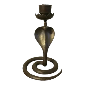 Antique Late 19th Century Grand Tour Bronze Cobra Candlestick in Aesthetic Movement Taste