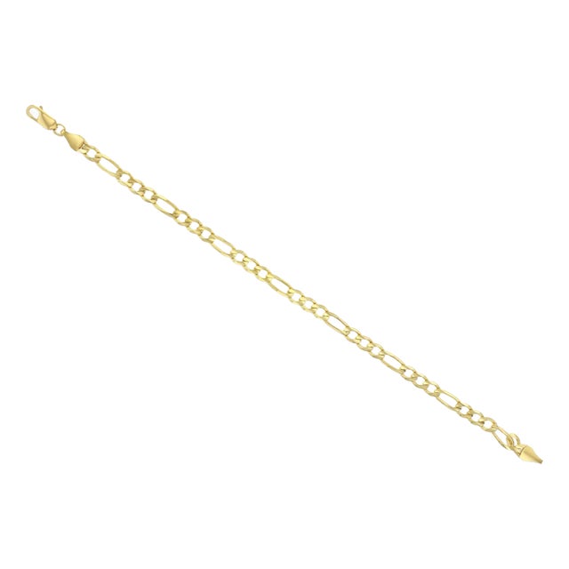 5mm Classic Figaro Bracelet-Anklet 14k Yellow Gold For Sale