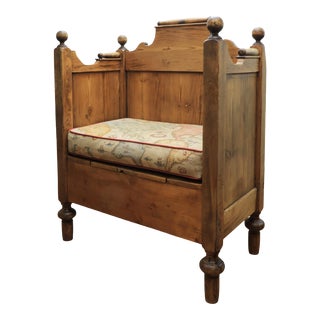19th Century Swedish Petite Pine Bench With Hidden Storage For Sale