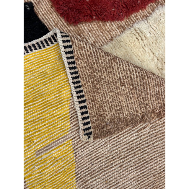 Textile Contemporary Moroccan Mrirt Wool Rug, Handwoven Abstract Berber Area Rug, Organic Modern Designer Carpet, 89" X 118" For Sale - Image 7 of 11