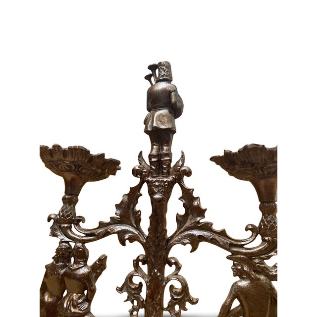 Gothic Revival Patinated Wrought Iron Candelabra, 19th Century For Sale - Image 10 of 17
