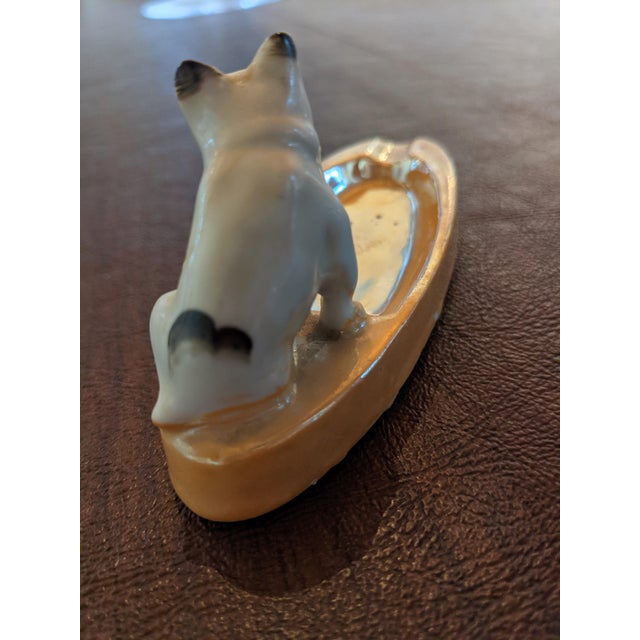 Adorable Antique Lusterware Bulldog Ashtray. Art Deco meets 19th century Italian artist Alfredo Ravasco influence. Dainty....