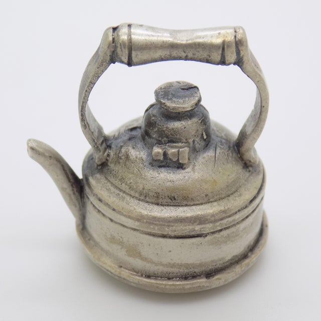 Metal Vintage Italian Handmade Genuine Silver Teapot Solid Dollhouse Miniature For Sale - Image 7 of 10