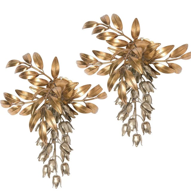 A very unique set of two palm sconces and one side table from the 1960s, designed by hans kögl/germany (koegl). Beautiful,...