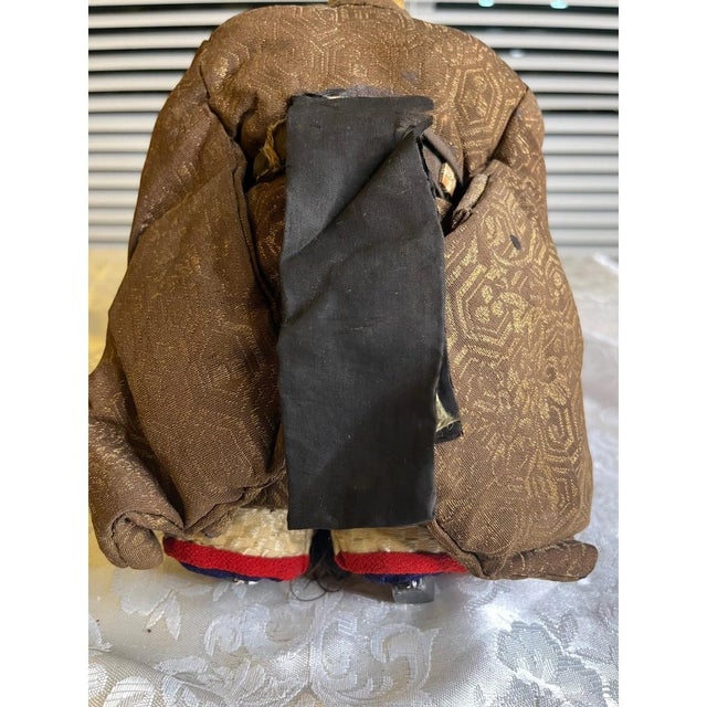 Antique Japanese Musha Ningyo Warrior Dolls Meiji Period Samurai Gofun Pair 9" For Sale In San Francisco - Image 6 of 17