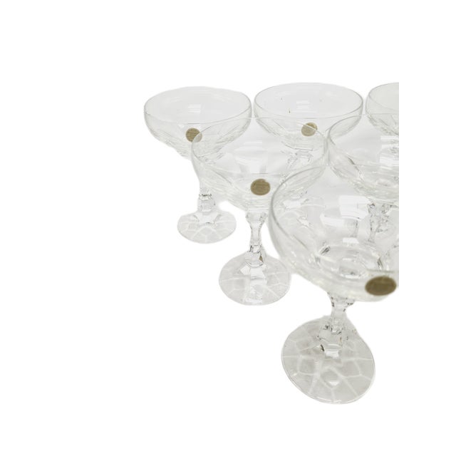 Vintage Czechoslovakian Crystal Champagne Glasses Set, 1970s, Set of 6 For Sale - Image 15 of 18