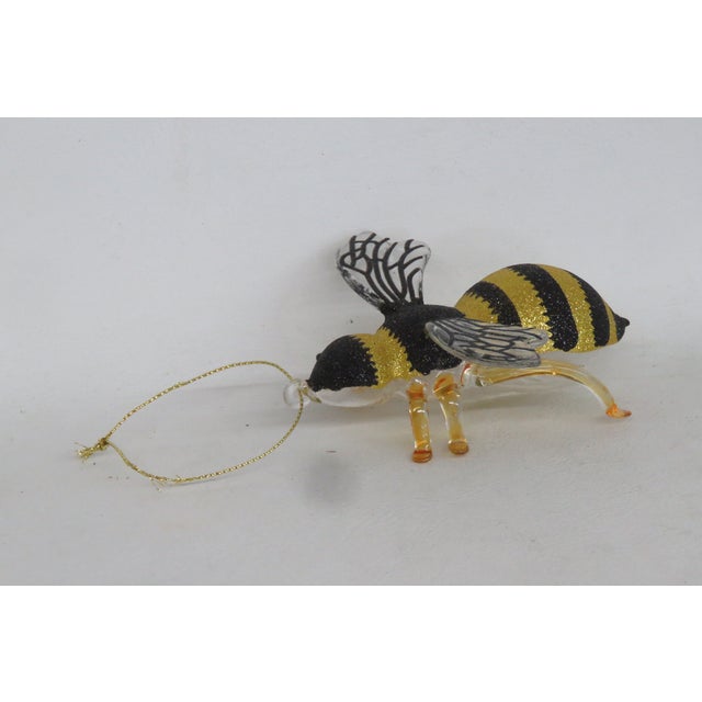 Robert Stanley Bumblebee Christmas Ornament Blown Glass With Glitter Top 4495b For Sale - Image 12 of 12
