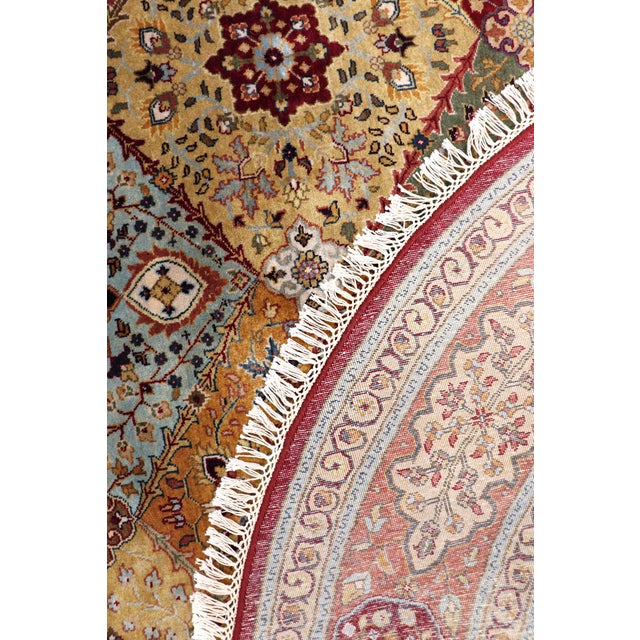 Tabriz Wool Multi Area Rug-Round 6' For Sale - Image 4 of 5