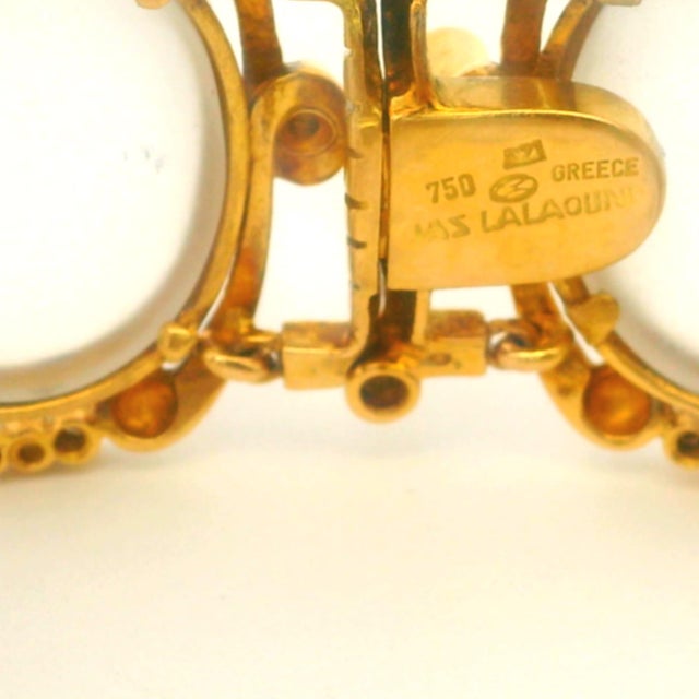 Vintage Lalaounis Frosted Rock Crystal and Diamond Bracelet in 18k Gold, Greece For Sale - Image 9 of 13