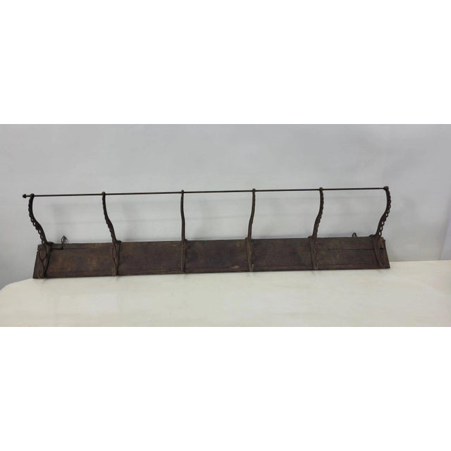 Wood 1920s Vintage Cast and Wood Wall Hanging Coat Hat Rack Store Display For Sale - Image 7 of 8