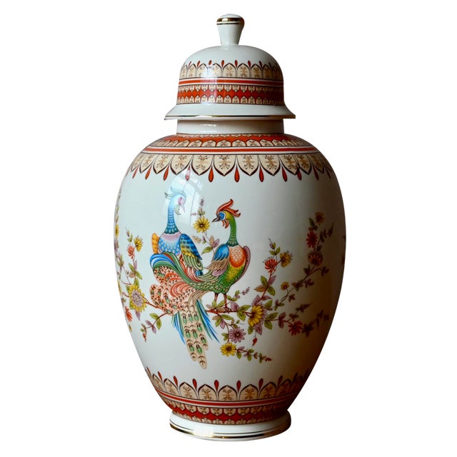 Lidded Vase with Birds Decor by Fg. Fratelli Gialletti For Sale