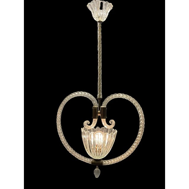 Ercole Barovier Art Deco Murano Glass Lamp by Ercole Barovier, 1950s For Sale - Image 4 of 10