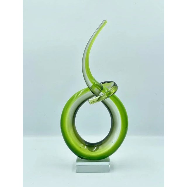 Italian Abstract Green Murano Glass Twist Sculpture, 1960s For Sale - Image 9 of 9
