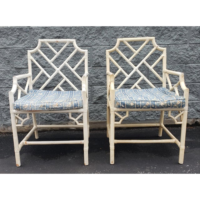 Pair of 1970s Rattan Bamboo Chippendale Armchairs For Sale - Image 9 of 9