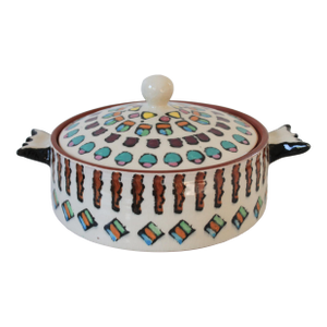 Vintage Tom Phinney Abstract Shapes Lidded Pottery Dish